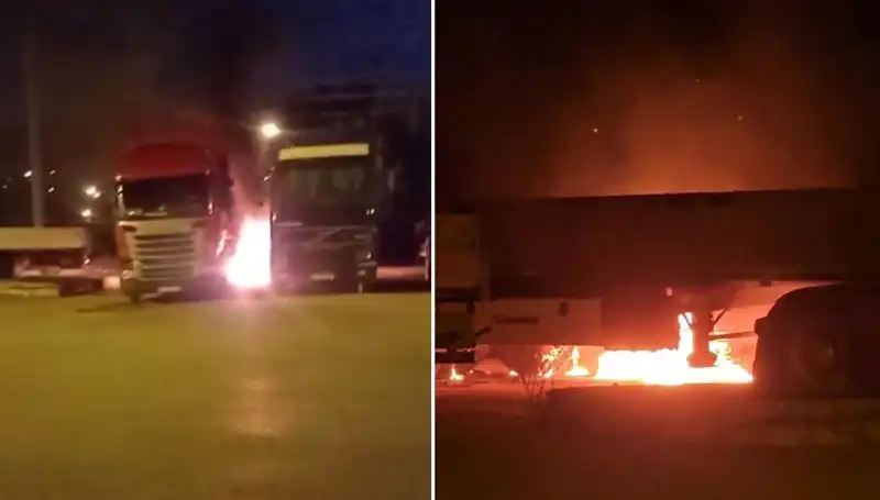 Park Halindeki Tırların Alev Alev Yanması Şehirde Şok Etkisi Yaratıyor