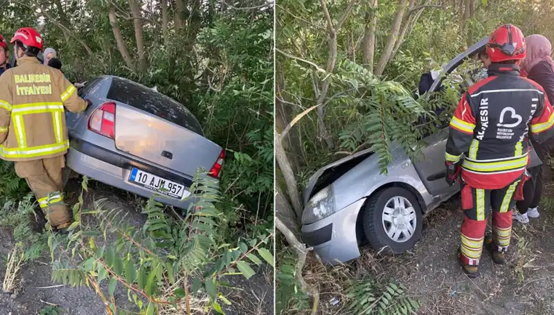 Balıkesir'de Otomobil Şarampole Yuvarlandı: İki Yaralı Durumu Ciddiyetini Koruyor